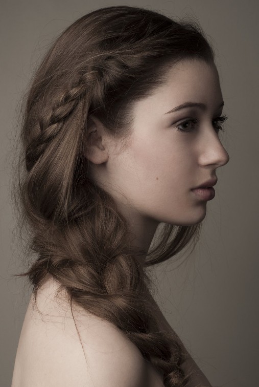 messy side braid wedding