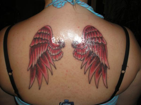 Cute Angel wings Tattoo for Red Color