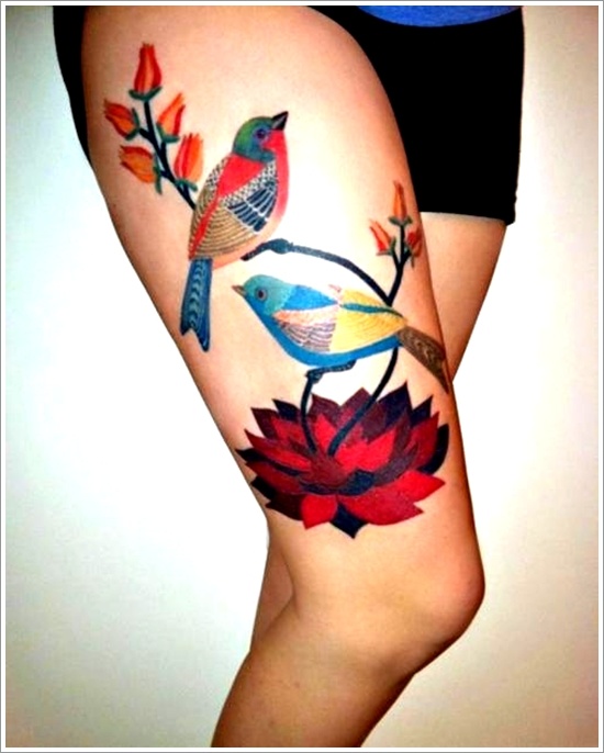 Bird tattoos on leg