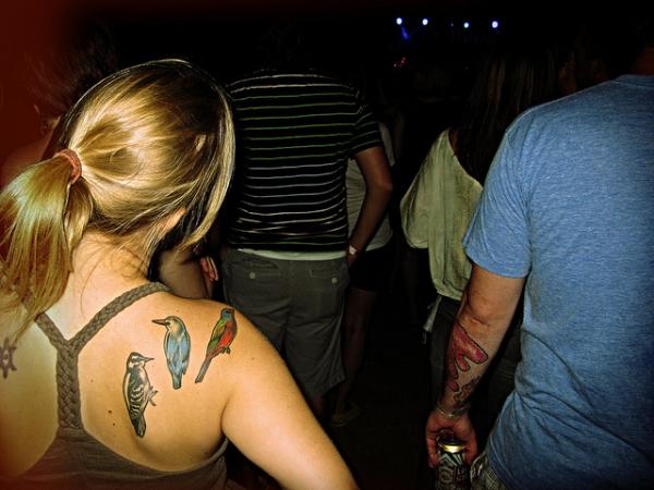 Cute bird tattoo on shoulder