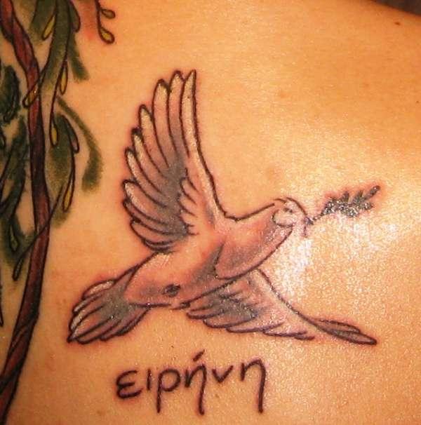 Peace dove greek tattoo