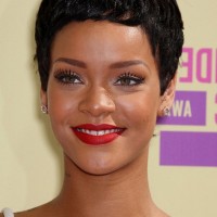 Rihanna Short Black Curly Boy Cut for Black Women