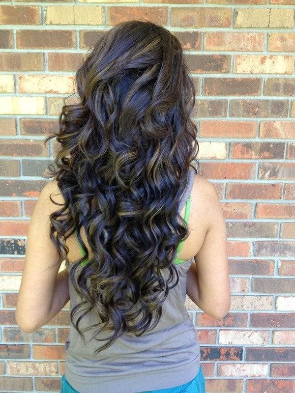 Back View of Long Curly Hairstyle for Girls