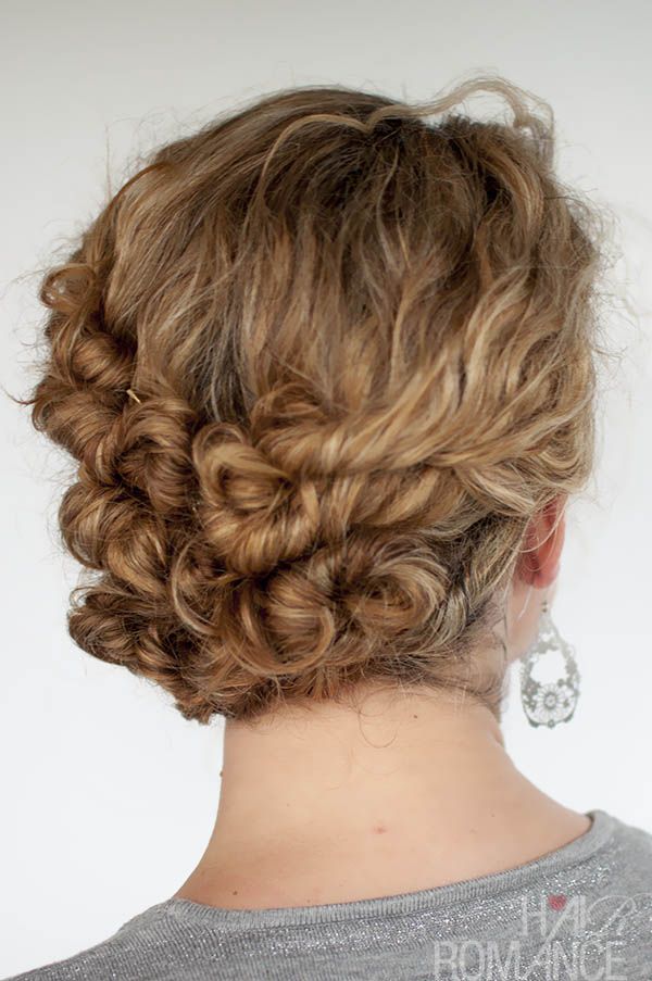 Back View of Twisted Curly Updo for Women