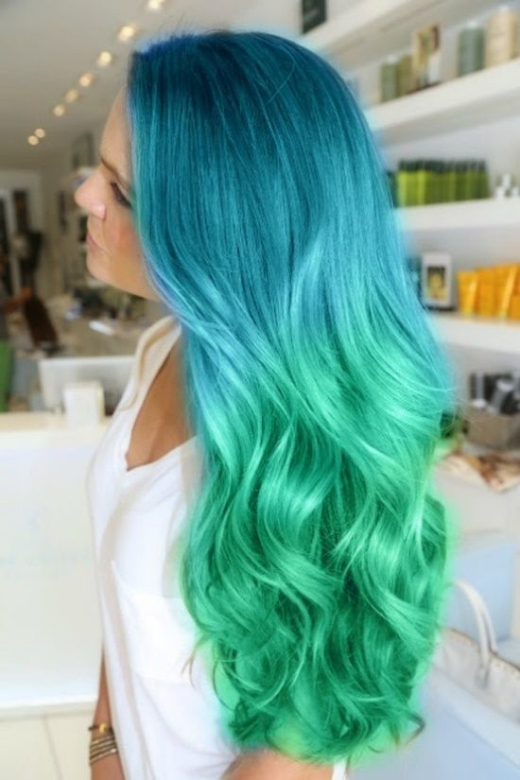 Blue to Green Ombre Hair