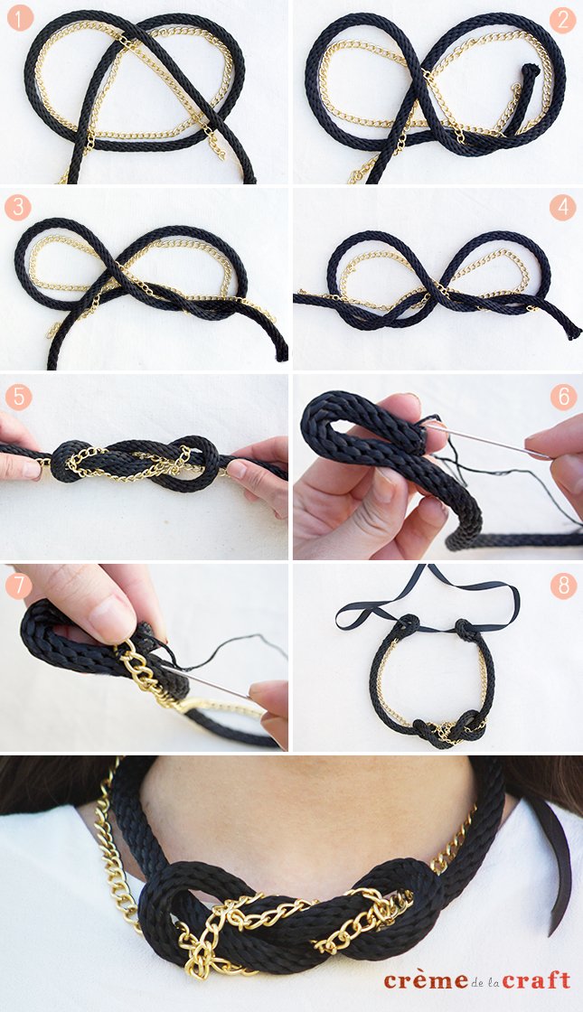DIY Nautical Rope & Chain Knot Necklace