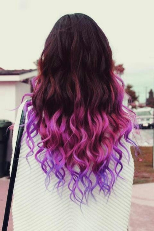 Sexy Brown to Pink Purple Ombre Hair