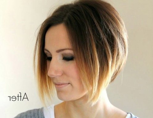 Short Ombre Angled Bob Haircut