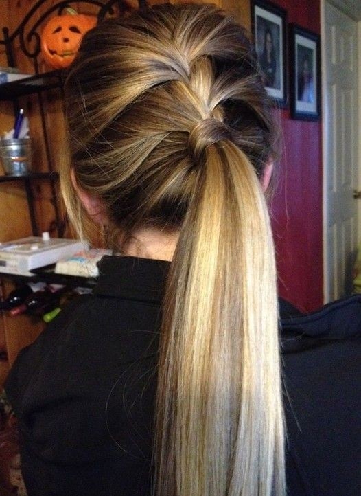 Straight Long Hairstyles for School: Braid Ponytail