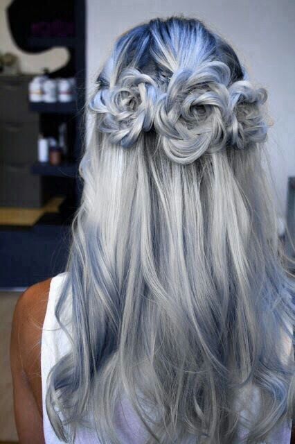 Blue grey hair