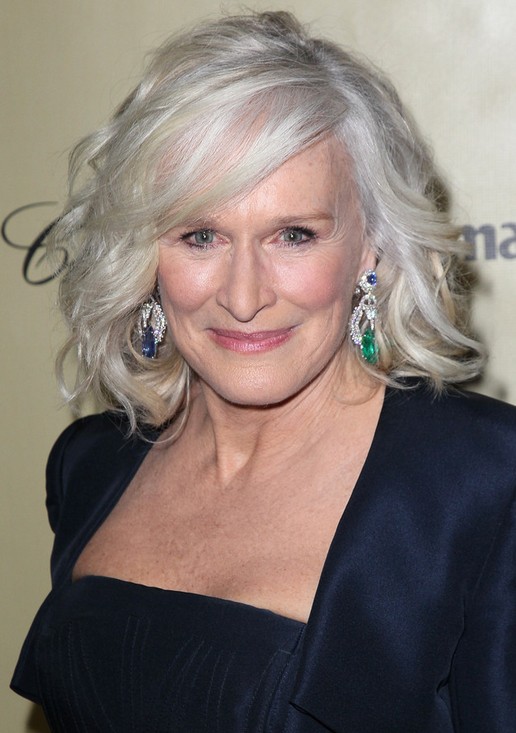 Glenn Close Medium Blonde Wavy Curly Hairstyle for Women Over 60