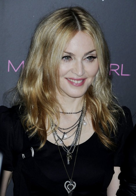 Madonna Medium Straight Hairstyle for Women Over 50