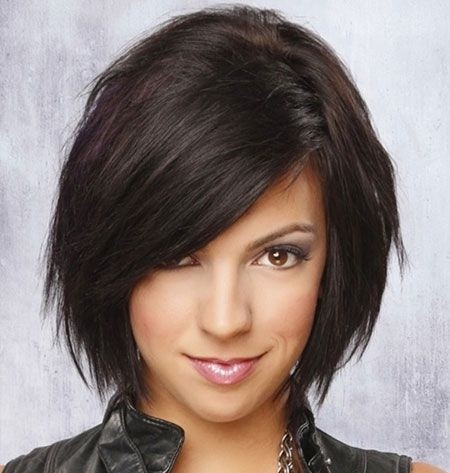 Medium Bob Haircut for Side Bangs - Funky Short Formal Hairstyles