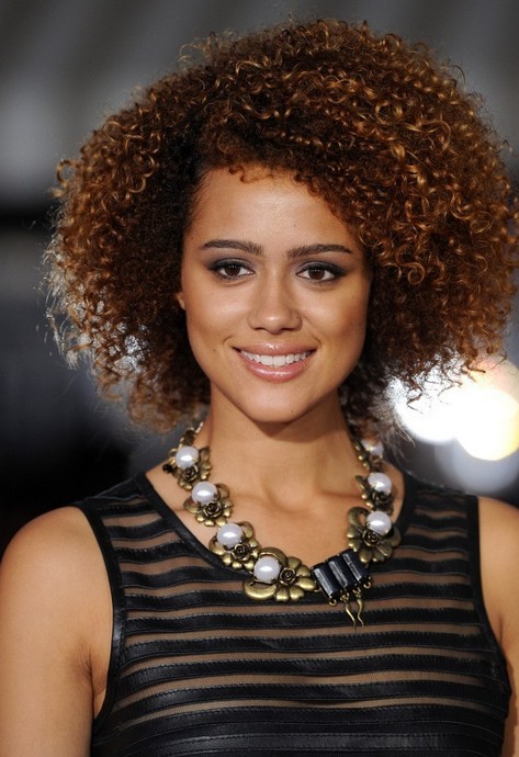 Nathalie Emmanuel Short Haircut  - Short Curly Hairstyle for Women