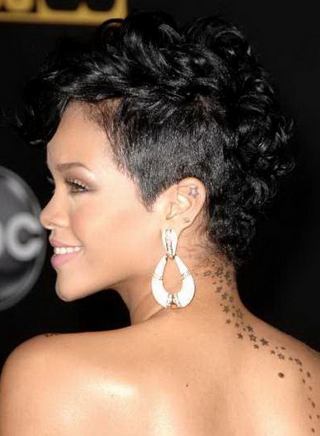 Rihanna Short Black Hairstyle for Black Women