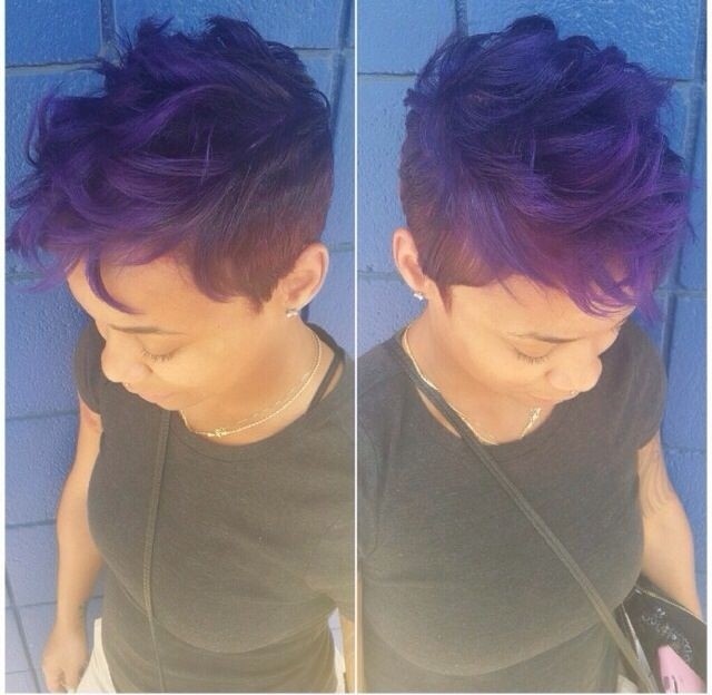 Short Bark to Purple African American Hairstyle for Short Hair