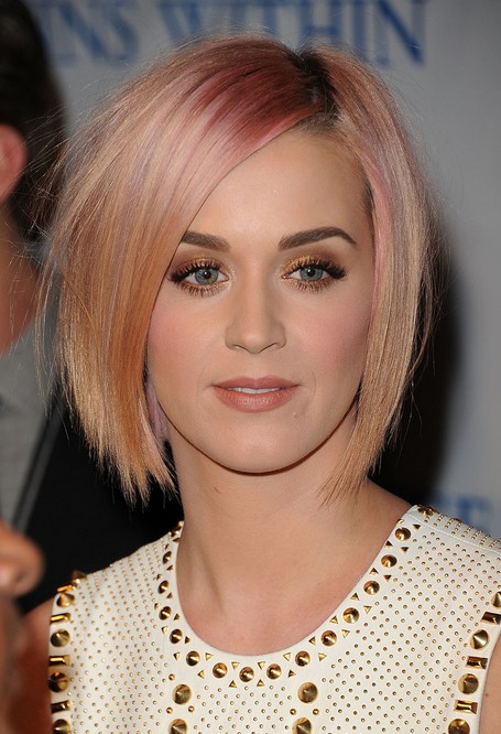 Katy Perry Short Hairstyles - Pink and apricot blonde bob