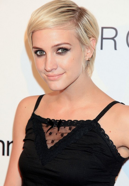 Ashlee Simpson Side Parting Short Pixie Cut for Women