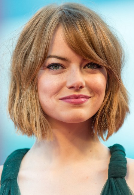 Emma Stone Short Bob Haircut with Bangs for Women