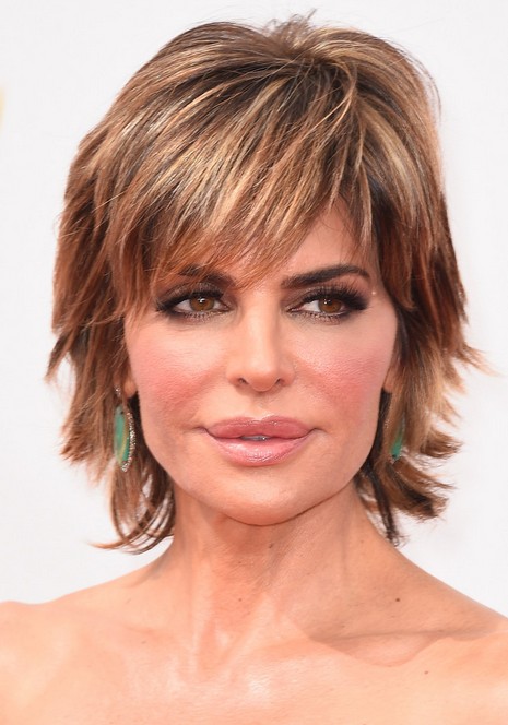 Lisa Rinna Layered Razor Cut with Bangs for Thick Hair