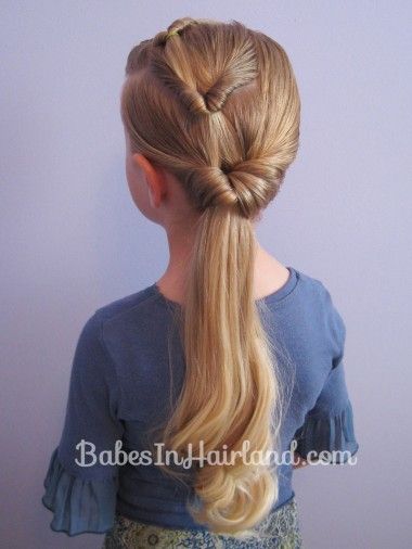 Triple Flipped Ponytail Hairstyle for little girls