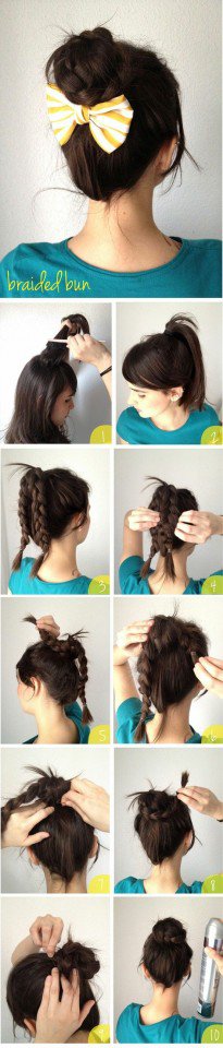 Braided Updo Hairstyle with A Bow Tutorial