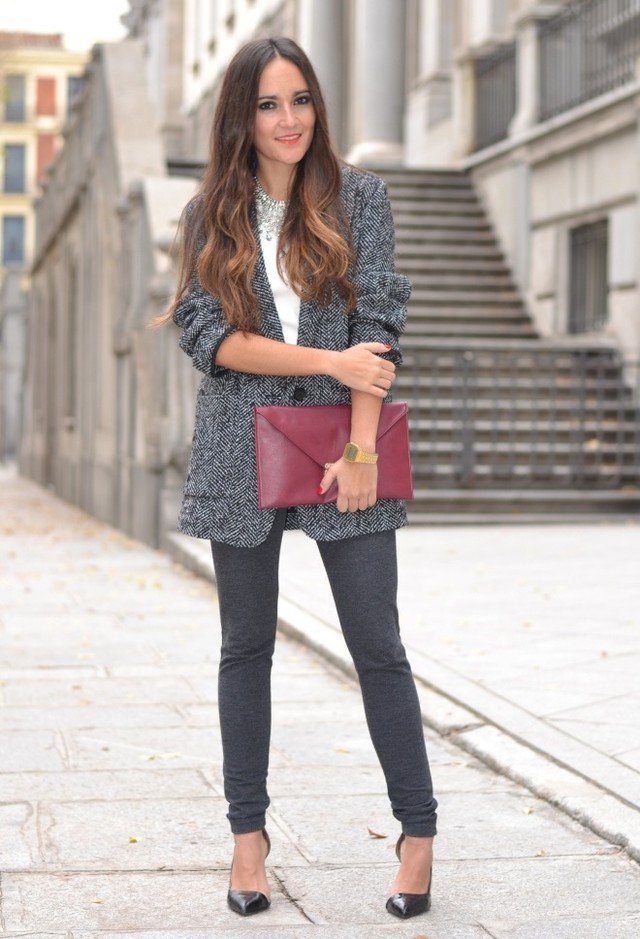 Grey Tweed Coat Outfit