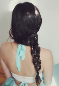 Side Braid with Flowers for Holiday