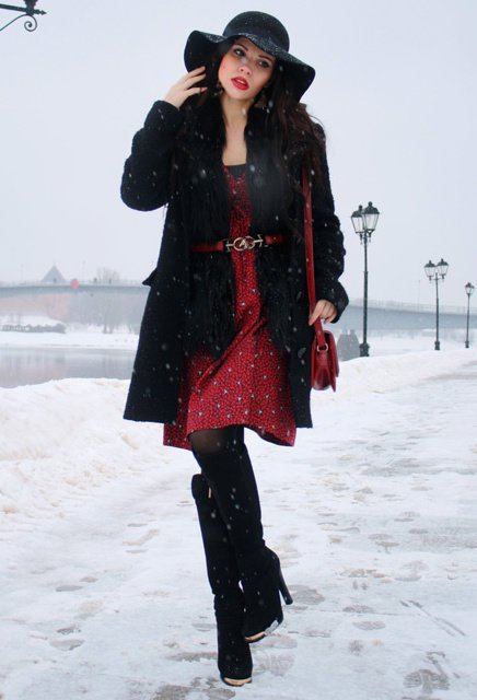 Stylish Winter Dress Outfit Idea for 2015
