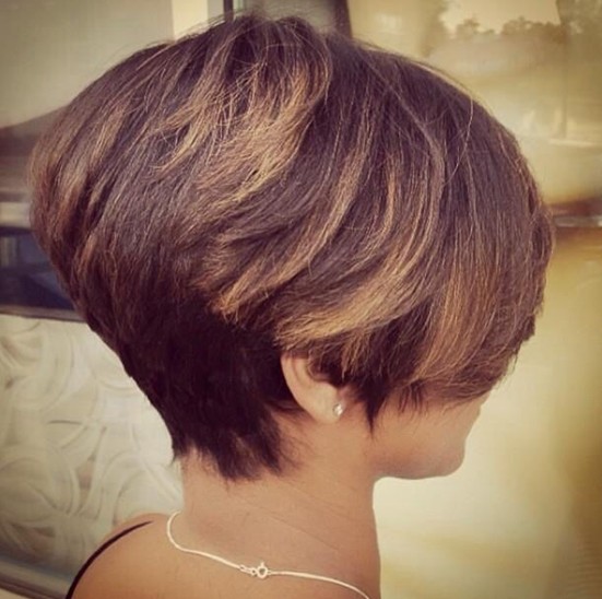 Brown Short Hair with Golden Highlights