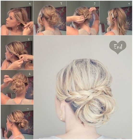 Chic Bun Updo for Medium Length Hair