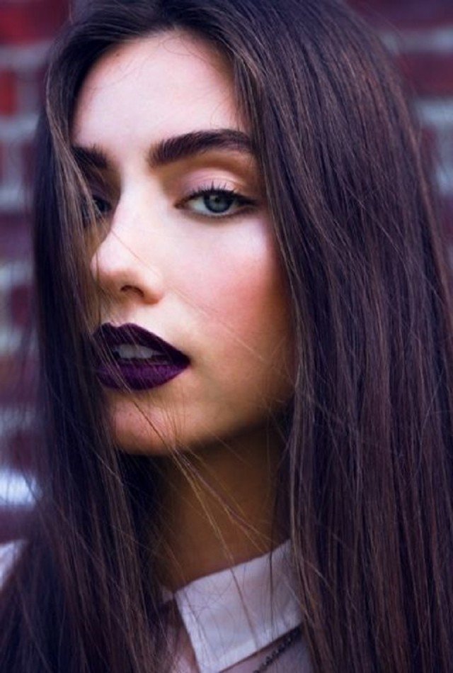 Gothic Makeup Look with Purple Lipstick