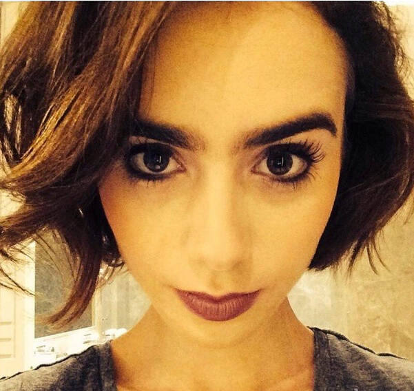 Lily Collins Pretty Bob Hairstyle