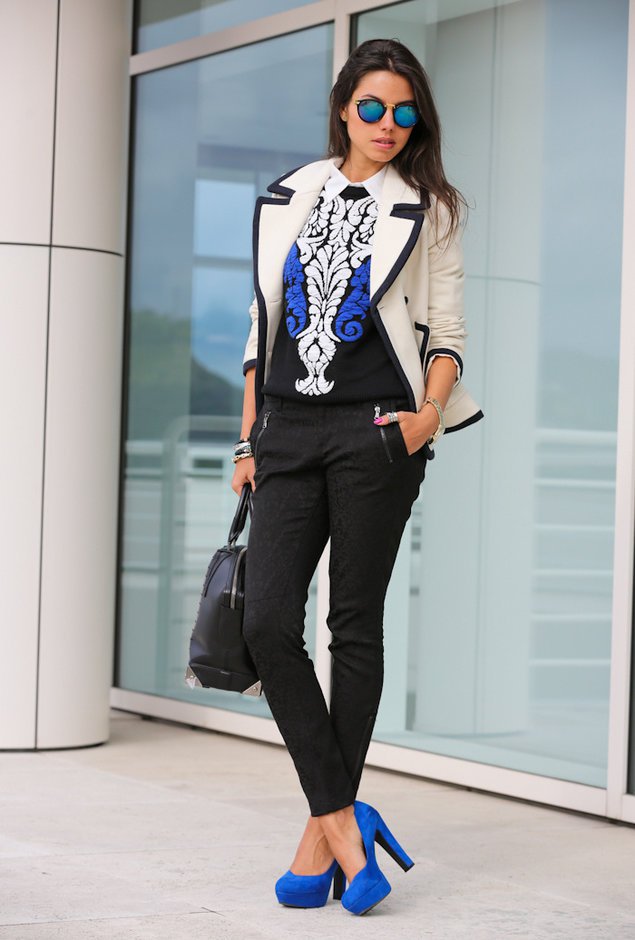 Printed Sweater with White Coat