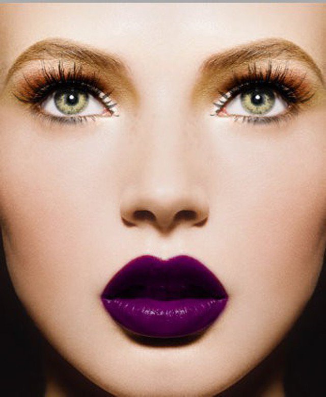 Purple Lipstick with Orange Eye Shadow