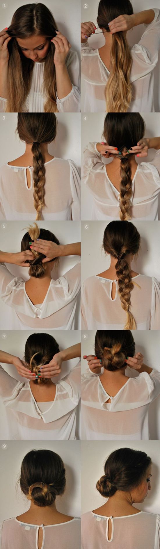 Quick 5 minutes updo braided ponytail updo