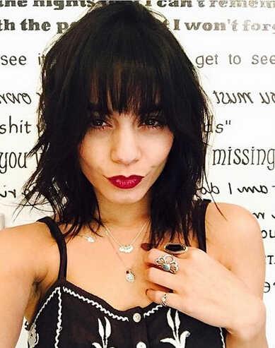 Vanessa Hudgens Messy Black Bob