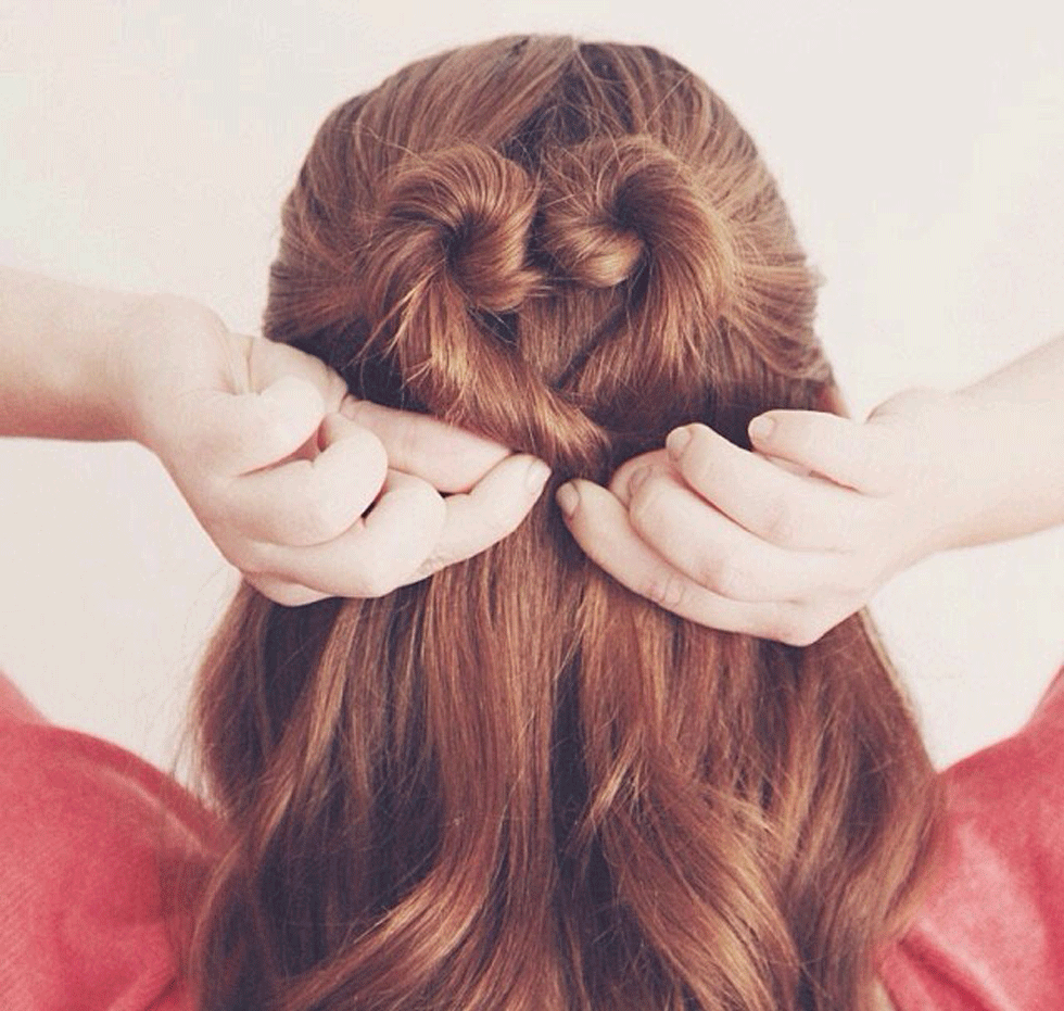 Pretty Twisted Heart Hairstyle for Long Hair