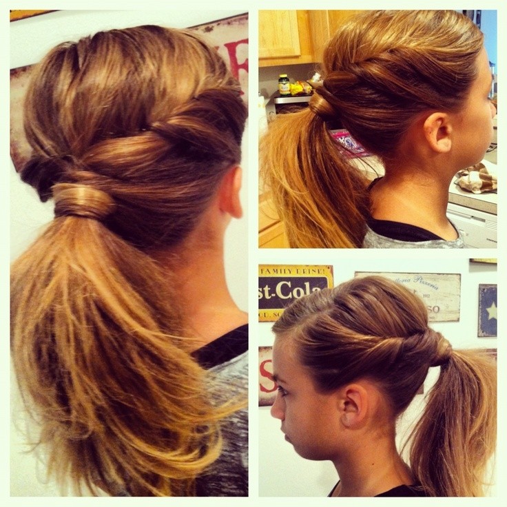 Cute Side-parted and Twisted Ponytail