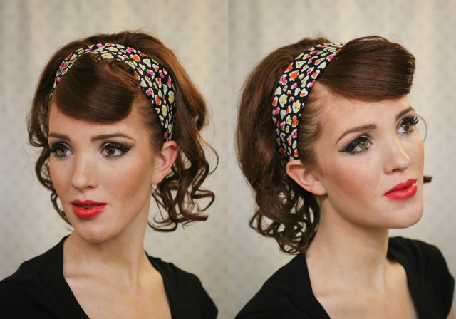 Retro Curly Hairstyle with Headband