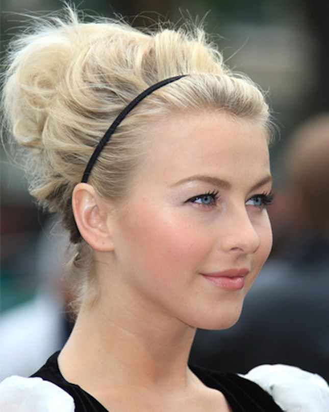 Messy bun with cute headband 