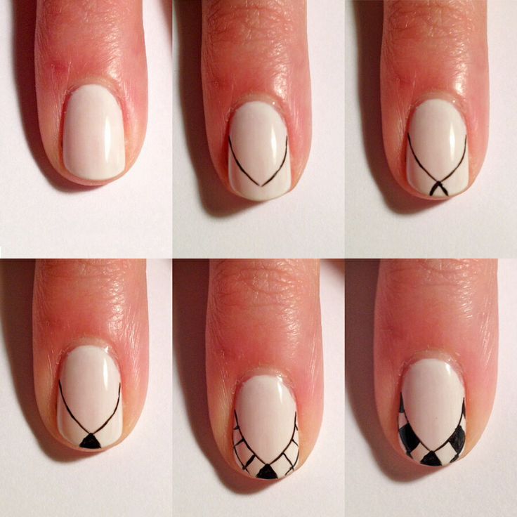 A patterned variation on the French manicure 