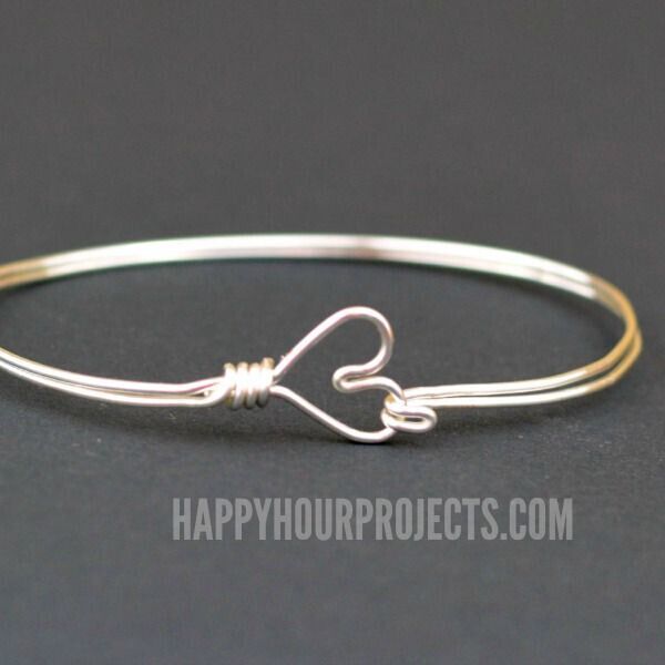 DIY Wire Wrapped Heart Bangle Bracelet