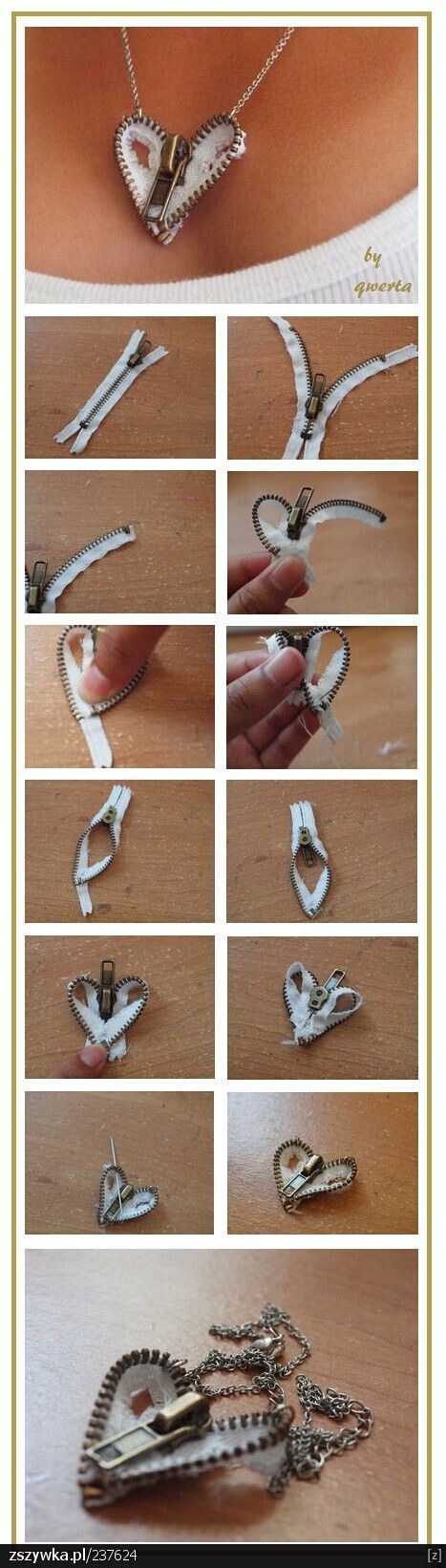 DIY Zipper Heart Necklace with a Picture Tutorial