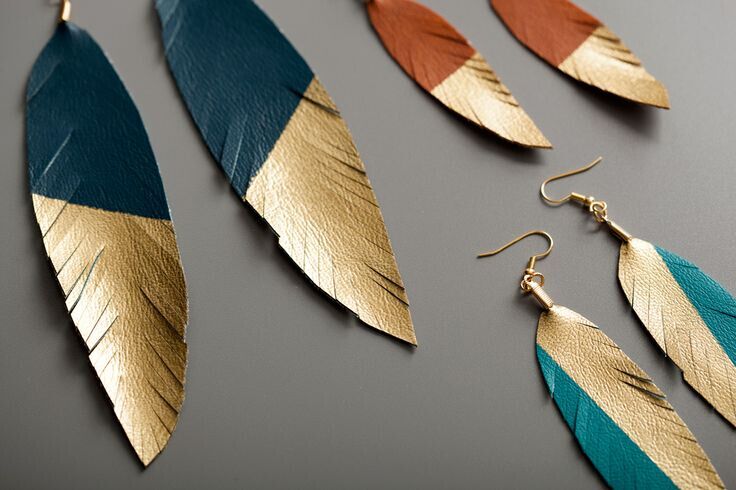 Leather Feather Earrings