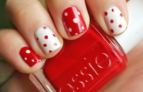 Red and white nails 