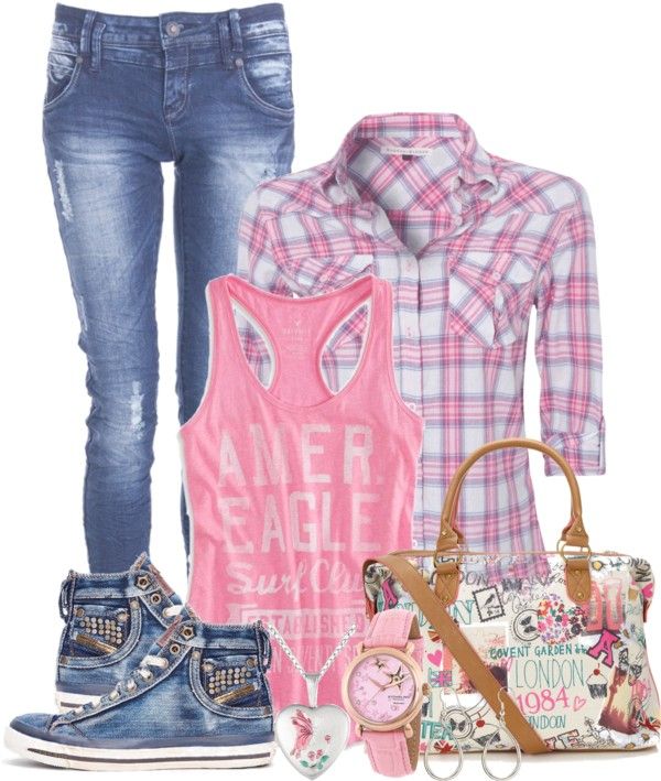 STYLES jeans, plaid shirt and graphic T