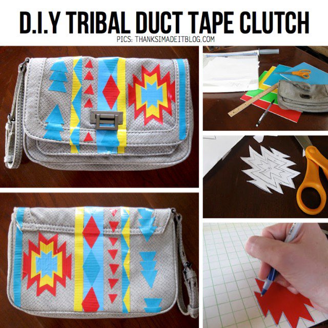 DIY Tribal Duct Tape Clutch