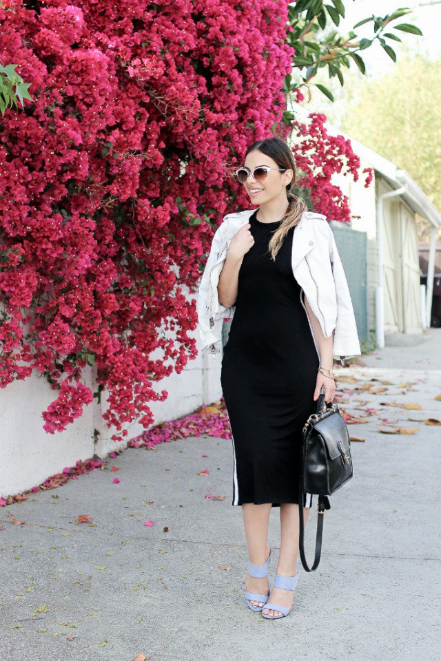 Classy Black Dress with White Coat