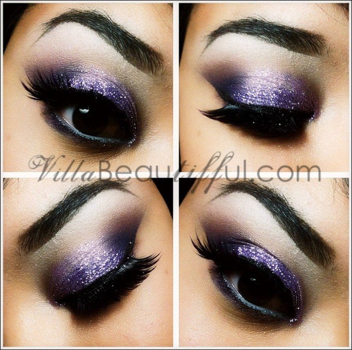 purple eye makeup close up